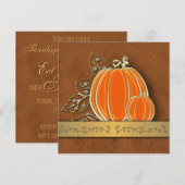 Invitation Feuilles Citrouilles précieux de Thanksgiving Gold (Devant / Derrière)