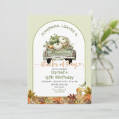 Invitation Feuilles Citrouilles verts et piles de foin Annive (Debout devant)