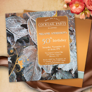 Invitation Feuilles congelés Automne Hiver Cocktail fête Anni