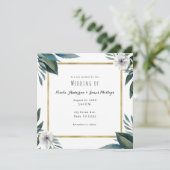 Invitation Feuilles d'anémone Vert Floral & Or Mariage Rustiq (Debout devant)