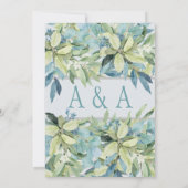 Invitation Feuilles d'aquarelle bleu vert (Dos)