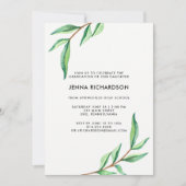 Invitation Feuilles d'aquarelle botanique | Fête de l'obtenti (Devant)