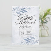 Invitation Feuilles d'aquarelle MANGER Boire & Mariage Mariag (Debout devant)