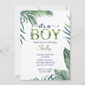 Invitation Feuilles d'aquarelle moderne C'est un Baby shower  (Devant)