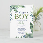 Invitation Feuilles d'aquarelle moderne C'est un Baby shower  (Debout devant)