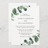 Invitation Feuilles d'aquarelle moderne Mariage de printemps (Devant / Derrière)