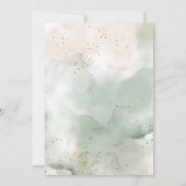 Invitation feuilles d'aquarelle, Vert, or Rose, Baptême (Dos)