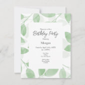 Invitation Feuilles d'aquarelle verte Sage (Devant)