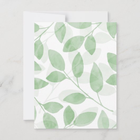 Invitation Feuilles d'aquarelle verte Sage (Dos)