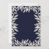 Invitation Feuilles d'Argent Botanique Glam Bleu Mariage (Dos)