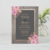 Invitation Feuilles d'argent Mariage de Parties scintillant (Debout devant)