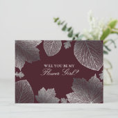 Invitation Feuilles d'argent tombent Fille de Fleurs de maria (Debout devant)