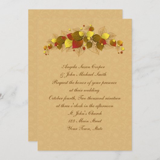 Invitation Feuilles d'automne (Devant / Derrière)