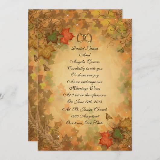 Invitation Feuilles d'automne (Devant / Derrière)