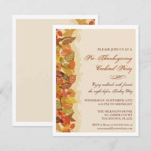 Invitation Feuilles d'automne (Devant / Derrière)