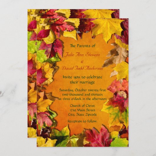 Invitation Feuilles d'automne 1 (Devant / Derrière)