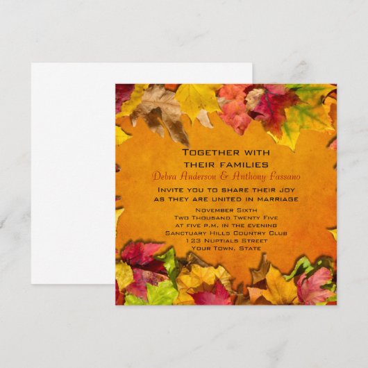 Invitation Feuilles d'automne 1 (Devant / Derrière)