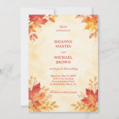 Invitation Feuilles d'automne à l'aquarelle Chaude (Devant)