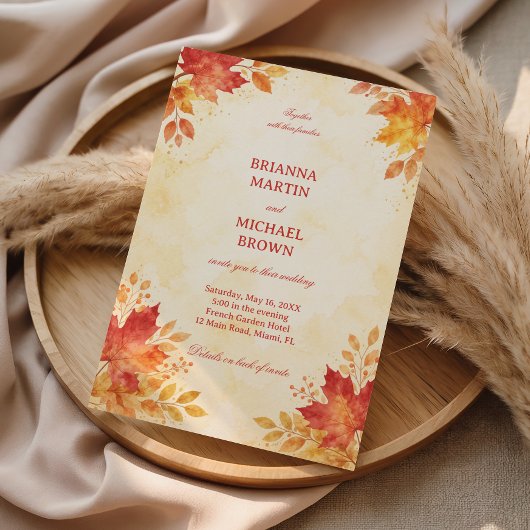 Invitation Feuilles d'automne à l'aquarelle Chaude