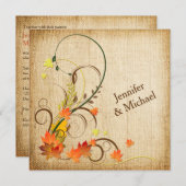 Invitation Feuilles d'automne Abstraites, Mariage de vignes I (Devant / Derrière)