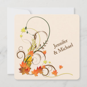 Invitation Feuilles d'automne Abstraites, vignes, mariage en 
