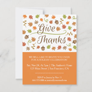 Invitation Feuilles d'automne Acorts Remercier Diner Fête