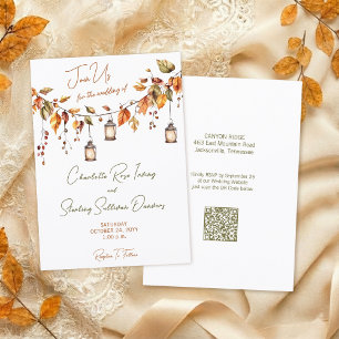 Invitation Feuilles d'Automne Aquarelle Rustique Écriture Élé