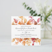 Invitation Feuilles d'automne Blanc et Bourgogne Décontracté  (Debout devant)