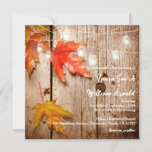 Invitation Feuilles d'automne brillant Mason jarres Rustique