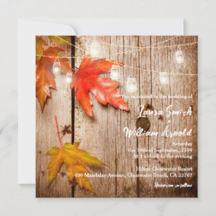 Invitation Feuilles d'automne brillant Mason jarres Rustique 