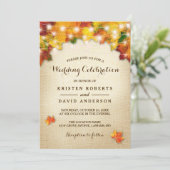 Invitation Feuilles d'automne Burlap String Mariage de automn (Debout devant)