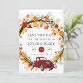 Invitation Feuilles d'automne camionnette vintage Save The Da (Debout devant)