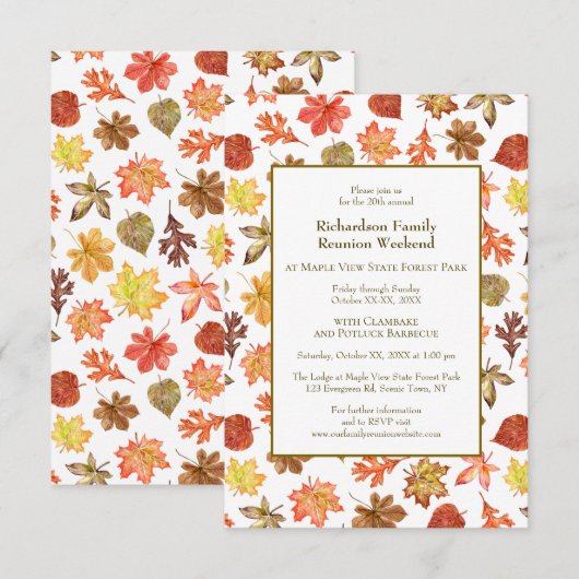 Invitation Feuilles d'automne Camping Famille Réunion Jambore (Devant / Derrière)