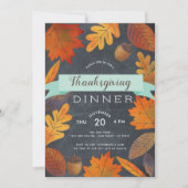 Invitation Feuilles d'automne ChalkboardDînerThanksgiving (Devant)