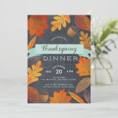 Invitation Feuilles d'automne ChalkboardDînerThanksgiving (Debout devant)