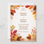 Invitation Feuilles d'automne Chaudes Botaniques (Devant)