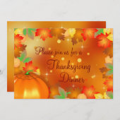 Invitation Feuilles d'automne colorées bon thanksgiving (Devant / Derrière)