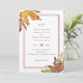 Invitation Feuilles d'automne d'aquarelle moderne, Mariage de (Debout devant)