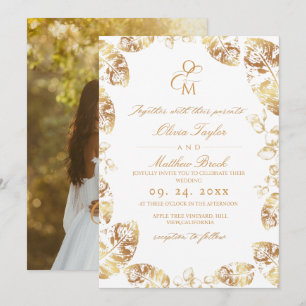 Invitation Feuilles d'automne de Boho Mariage élégant