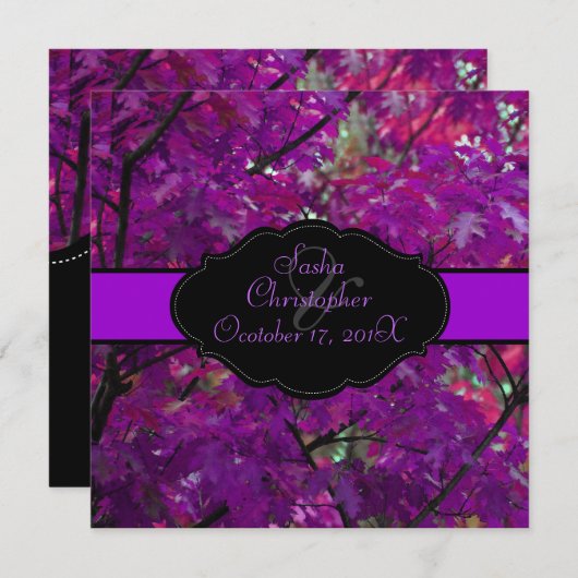 Invitation Feuilles d'automne de PixDezines/mauve royale/DO-I (Devant / Derrière)
