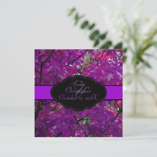 Invitation Feuilles d'automne de PixDezines/mauve royale/DO-I (Debout devant)