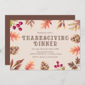 Invitation Feuilles d'automne | Dîner d'action de grâce Invit (Devant / Derrière)