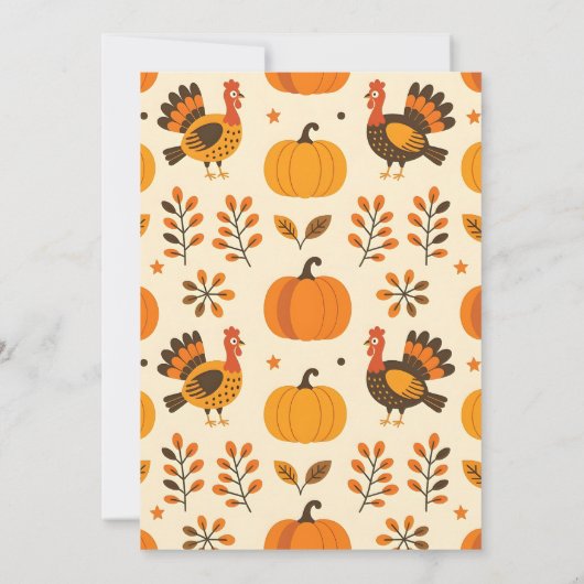 Invitation Feuilles d'automne dorées et dindes Dîner d'action (Dos)