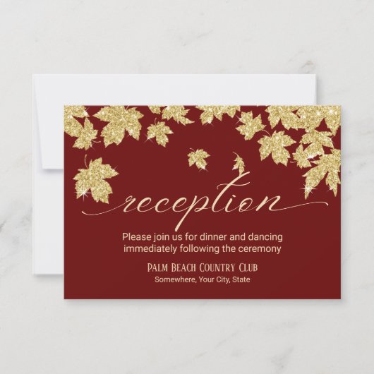Invitation Feuilles d'automne dorées Réception de mariage de (Devant)