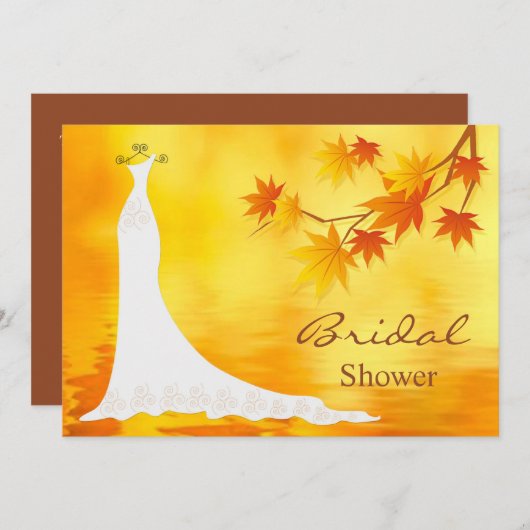 Invitation Feuilles d'automne, Douche nuptiale (Devant / Derrière)