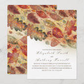 Invitation Feuilles d'automne élégantes et Mariage de Parties (Devant / Derrière)