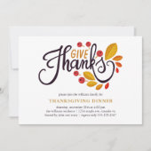 Invitation Feuilles D'Automne Et Berries Dîner D'Action De Gâ (Devant)