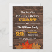 Invitation Feuilles d'automne et bois de Thanksgiving rustiqu (Devant)