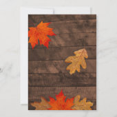 Invitation Feuilles d'automne et bois de Thanksgiving rustiqu (Dos)