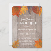 Invitation Feuilles d'automne et couples de bois Baby shower  (Devant)